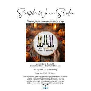 Simple‎ Wave Studio Witch Halloween Cross Stitch KIT